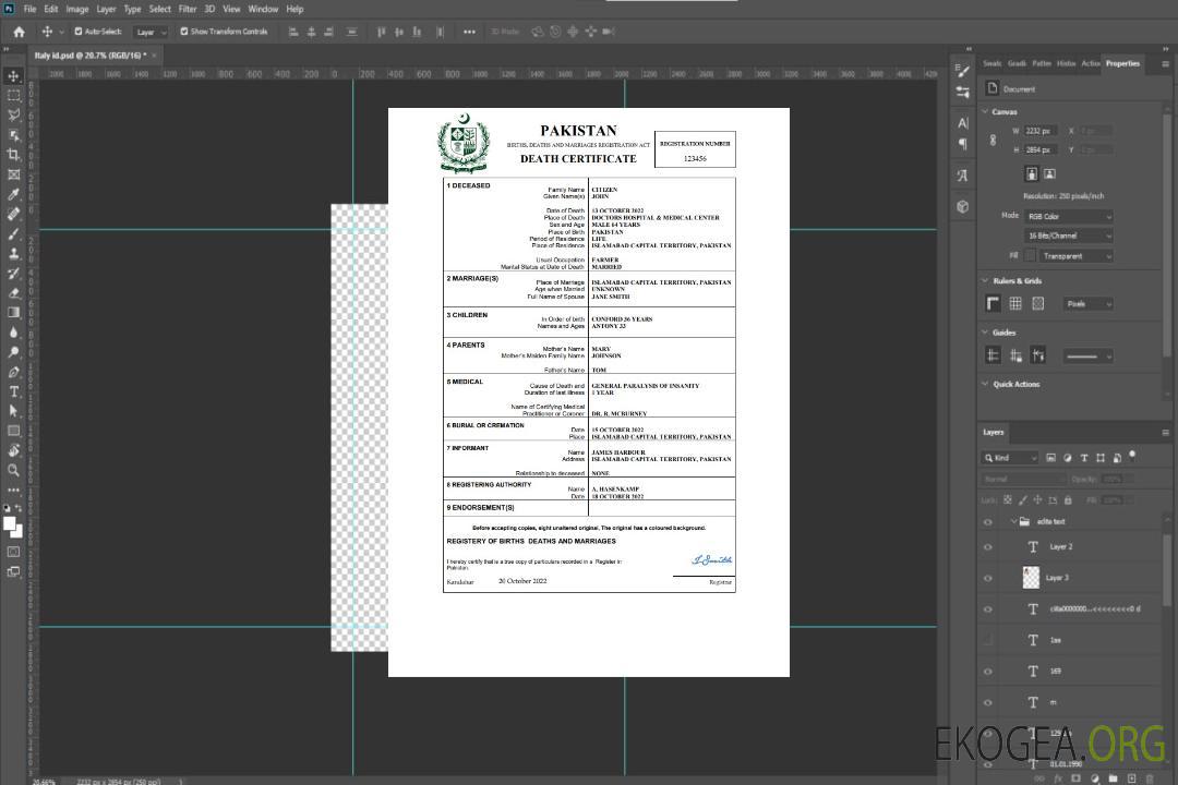 Modèle Word et PDF de certificat de décès du Pakistan template